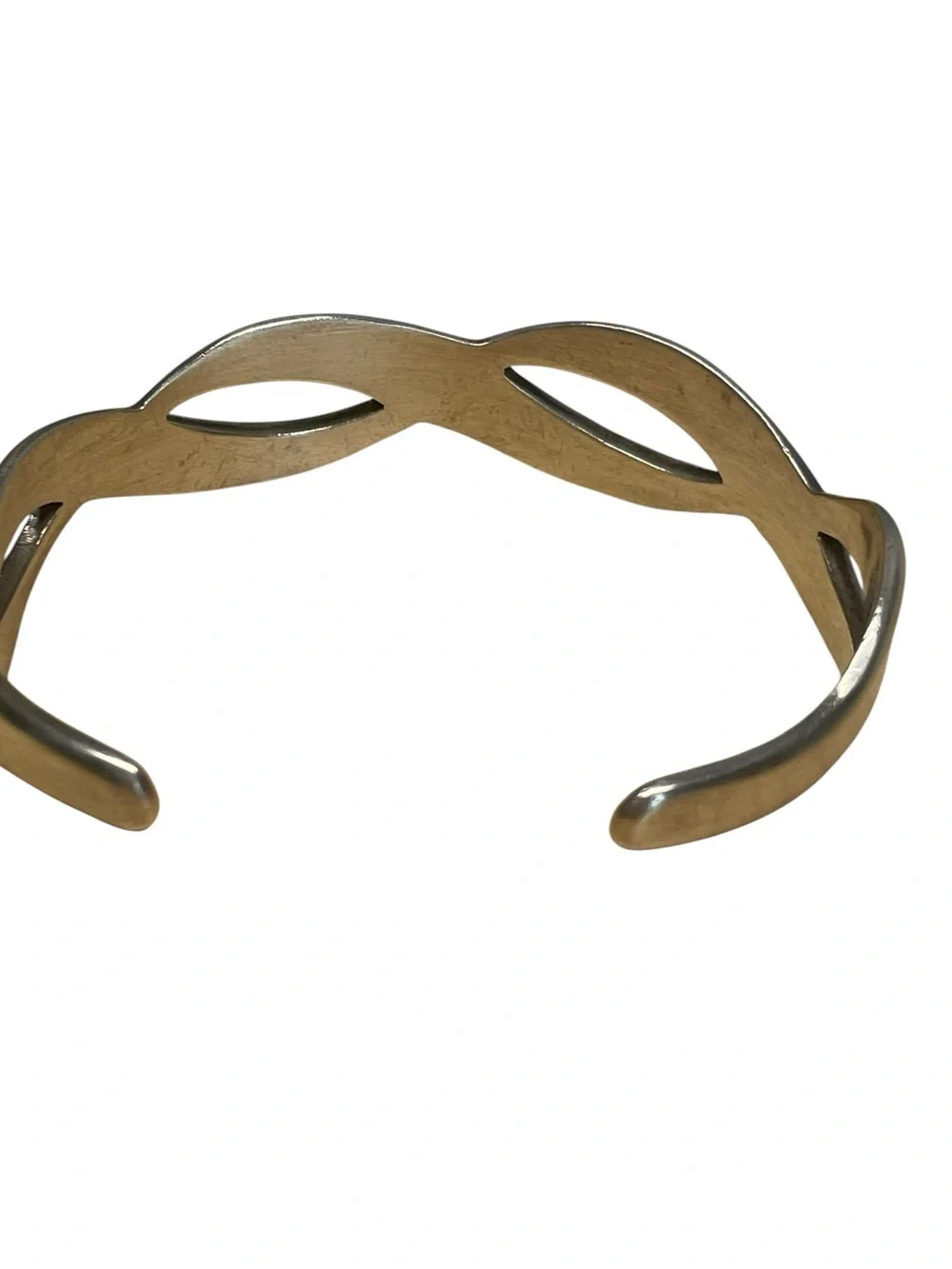 Sterling Silver 925 Twisted Infinity Cuff Bracelet Minimalist Mexico Timeless